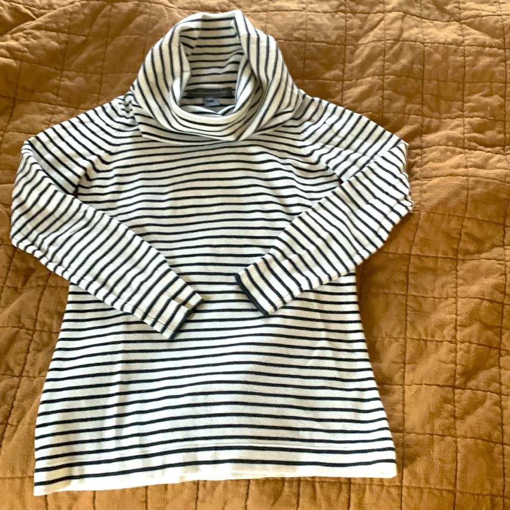 French connection Cowell neck sweater. Black and white stripes.